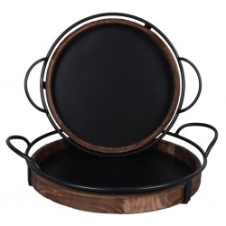 Cj 02 Bandejas Em Madeira/Metal PT Bo0058 Btc