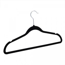 Jogo 5 Cabides Lyor Plastico Aveludado Preto