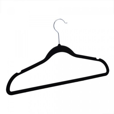 Jogo 5 Cabides Lyor Plastico Aveludado Preto