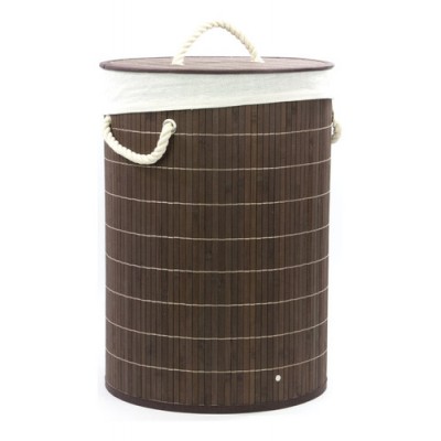 Cesto De Bambu Com Tampa Redondo Escuro Bm23264 Mimo