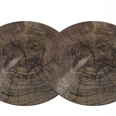 Sousplat Redondo Mesa Posta Elegante Estampa Madeira 1Pc BTC