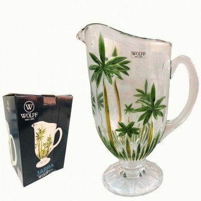 Jarra de Cristal Transparente Palmeiras Palm Tree Handpaint Wolff 1,5l
