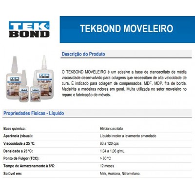 Adesivo Instantaneo Moveleiro 100Gr Tekbond