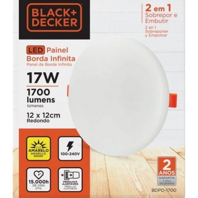 Painel Led Borda Infinit Black+decker 17w 3000k Bdpd-1700-05