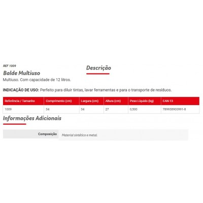 Balde Multiuso 12L 1009 Condor