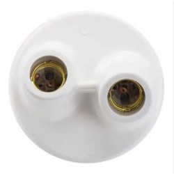 F - PLAFONIER DUPLO C/SOQ DE PORCELANA E-27 BR DE