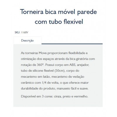 TORN BICA MOVEL PAREDE C/ TUBO FLEX VERM JAPI