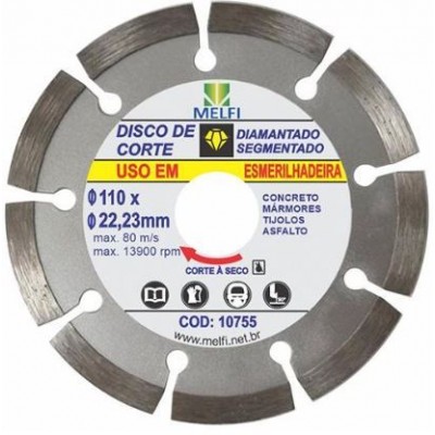 DISCO DIAMANTADO SEGMENTADO 4.1/2 P/ ESMER 110X20X20MM MELFI
