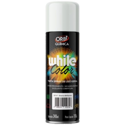 Tinta Spray Branco Brilhante Secagem Rapida 340ml - Orbi