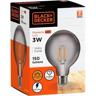 O - LAMPADA LED FILAMENTO G125 BLACK 03W 2200K B&D