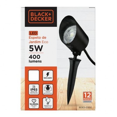 O - LED ESPETO JARDIM 5W PT LUZ VD ECO B&D