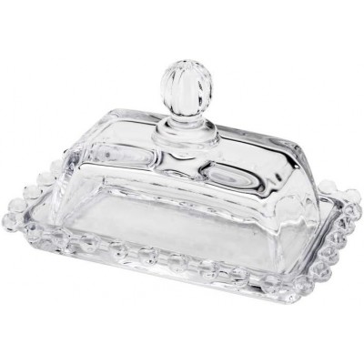 Manteigueira de Cristal Pearl Incolor 11cm x 7cm x 7cm - Wolff