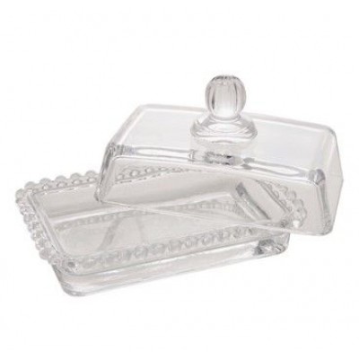 Manteigueira de Cristal com Tampa Pearl 17x10,5x10cm Wolff