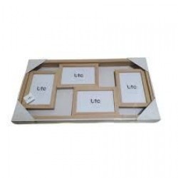 Painel 4 Porta Retratos 15x10 cm de Madeira Cor Natural BTC