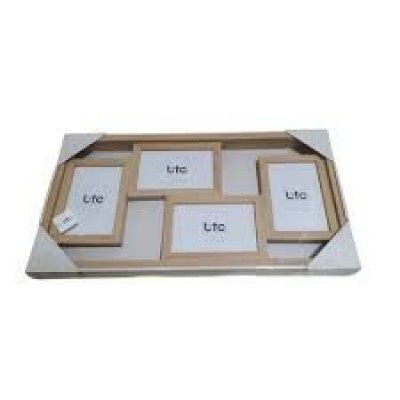 Painel 4 Porta Retratos 15x10 cm de Madeira Cor Natural BTC