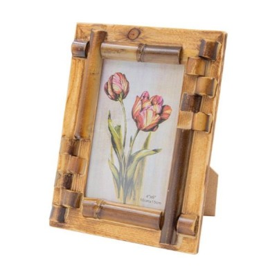 Porta Retrato De Bambu, 10x15cm Canudo Colorbox, Cimtoys
