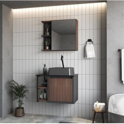 Armario Tamisa 60Cm C/ Espelh Chumbo/Tinto Gaam