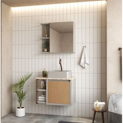 Armario Tamisa 60Cm C/ Espelh Fendi/Biscuit Gaam