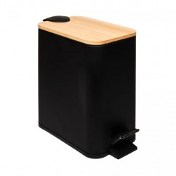 LIXEIRA RET METAL C/PEDAL BAMBU 5L PT 220222 LYOR