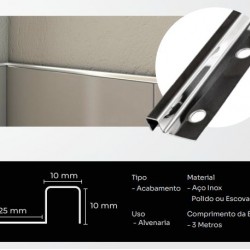 PERFIL U C/BASE INOX POLIDO 3,0MT NEW PONTA