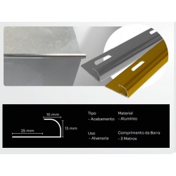 PERFIL J C/BASE ALUMIN PRATA BRL 3,0MT NEW PONTA