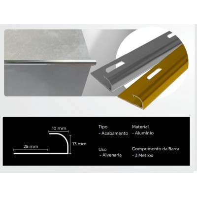 PERFIL J C/BASE ALUMIN PRATA BRL 3,0MT NEW PONTA