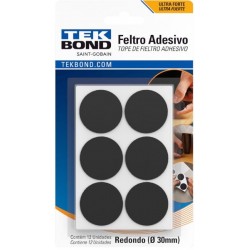 FELTRO REDONDO 30MM PRETO C/12 TEKBOND