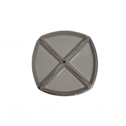 Petisqueira de Cerâmica com Madeira 4 Peças Cinza BTC