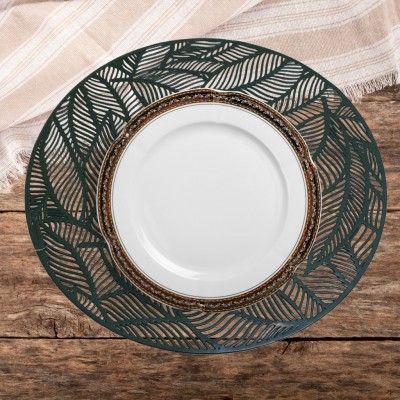 Jogo Americano Folhado Redondo Verde Mesa Posta 1 Pc BTC