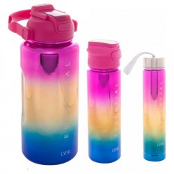 F - CJ 03 GARRAFAS SQUEEZE POLICARBONATO ROSA LYOR