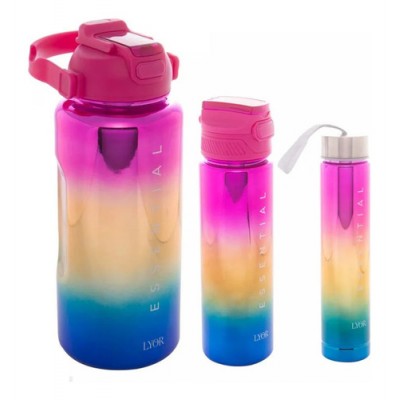 F - CJ 03 GARRAFAS SQUEEZE POLICARBONATO ROSA LYOR