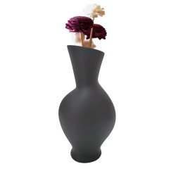 Vaso Orgânico Longo Decorativo Resina Preto Fosco Flores BTC
