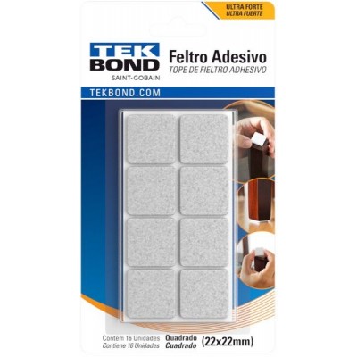 FELTRO QUADRADO 22MM BRANCO C/16 TEKBOND