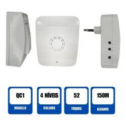 Campainha Sem Fio 150m Anti Furto Branco QC1 Qualitronix