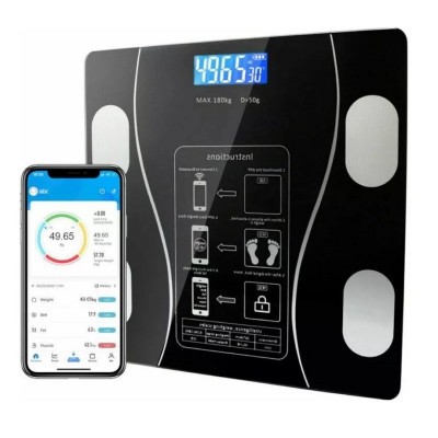 Lyor Casa Limpa Balança Para Bioimpedância De Vidro Com Bluetooth E App Cor Preto