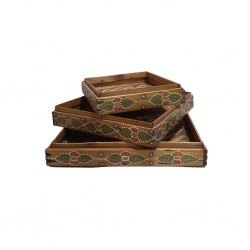 Cj 03 Bandejas S/Tp De Bambu Td0010 Btc