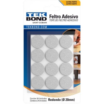 FELTRO REDONDO 20MM BRANCO C/24 TEKBOND