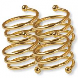 F - PG8312 JOGO COM 4 PORTAGUARDANAPOS METAL OURO