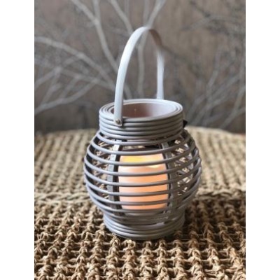 F - LANTERNA C LED CESTO CINZA PLASTICO 16X16XH16