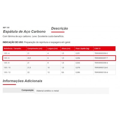 ESPATULA ACO 06CM 135 CONDOR