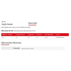 SUPORTE ROLO 23CM GAIOLA 909 CONDOR