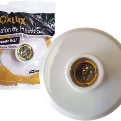 PLAFON DE PLASTICO BOCAL DE PORC E-27 FOXLUX