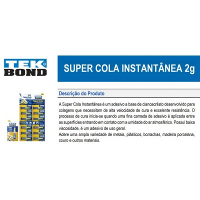 Adesivo Instantaneo 2Gr Blister Tekbond