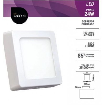 F - PAINEL LED 24W SOB QUAD 6500K BR SLIM DEMI