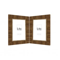 Porta Retrato Duplo 18x13 cm em Resina Natural Escuro BTC