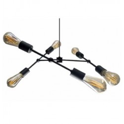 F - PENDENTE SPUTNIK FACES PRETO 6 HASTES ENERLUX