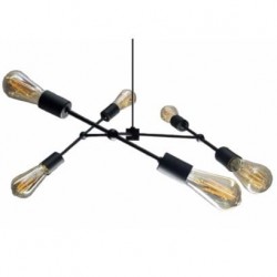 F - PENDENTE SPUTNIK FACES PRETO 6 HASTES ENERLUX