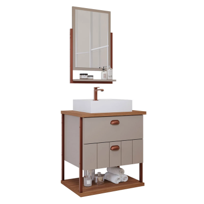 Armario Uni 60Cm C/Espelheira Cappuc/Freijo Mgm