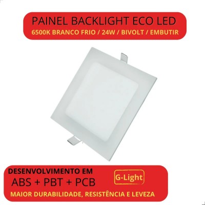 Painel Led Glight Embutir Quadrado 24W 6500K