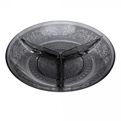 Petisqueira de Vidro com 3 Divisórias Angel Fumê 21,5cm - 220618 Lyor
